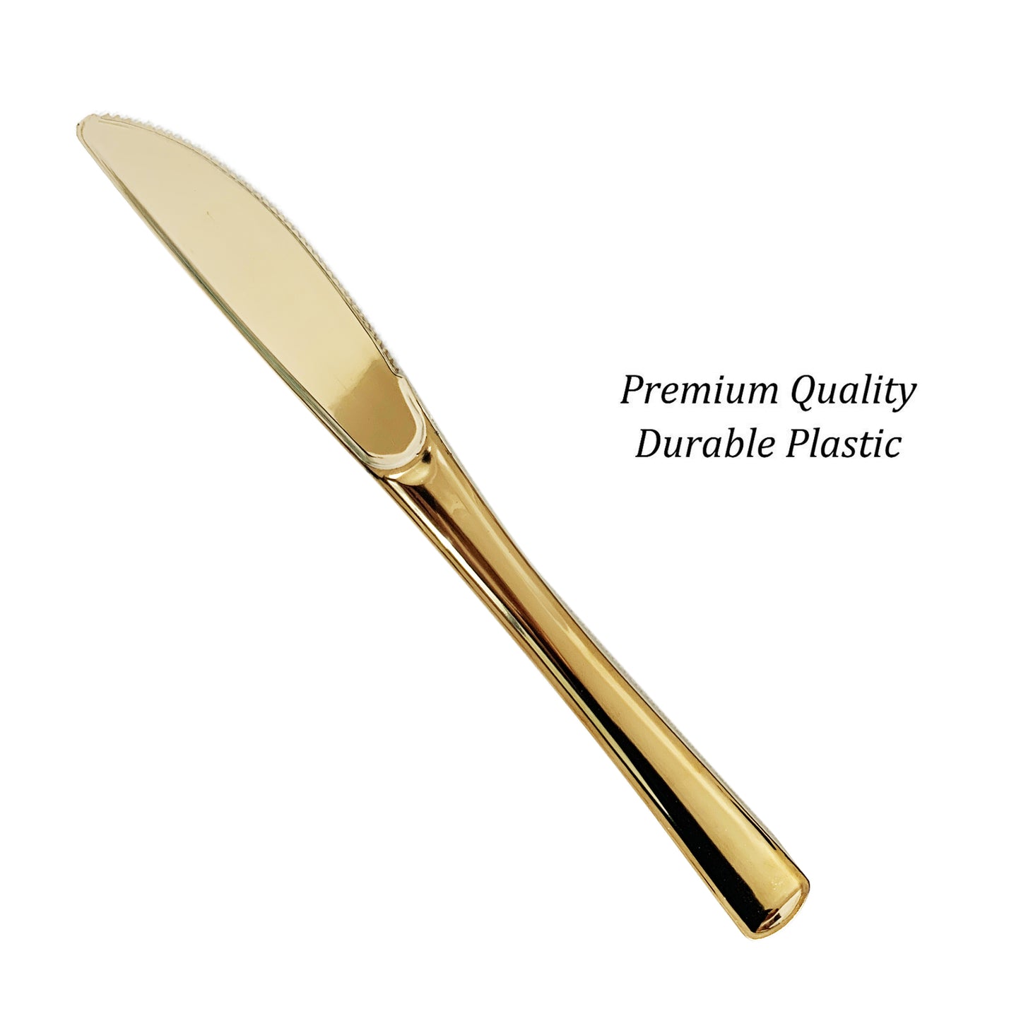 300 x Reusable Metallic Gold Plastic Knives