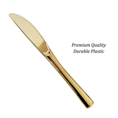 12 x Reusable Metallic Gold Plastic Knives