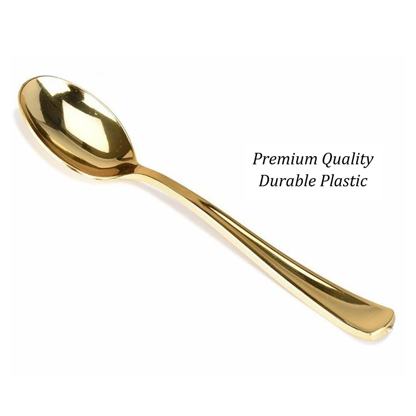 12 x Reusable Metallic Gold Plastic Spoons