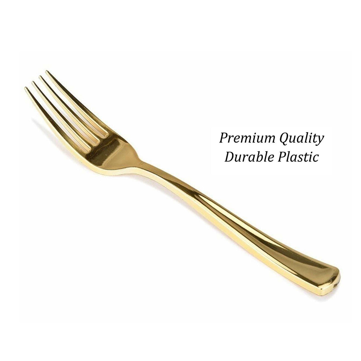 12 x Reusable Metallic Gold Plastic Forks