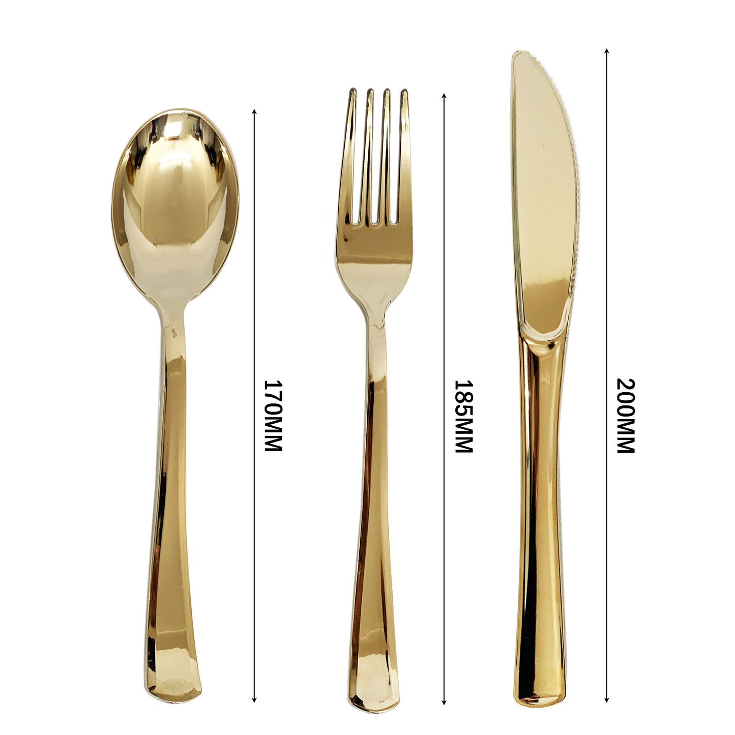 Reusable Metallic Gold Plastic Cutlery -BULK