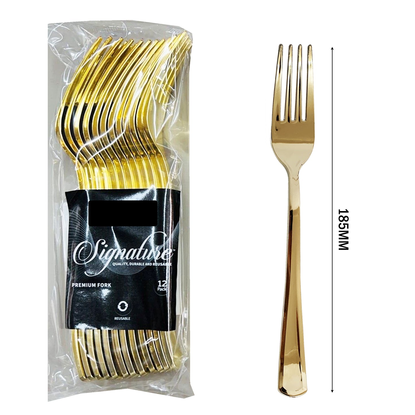 300 x Reusable Metallic Gold Plastic Forks