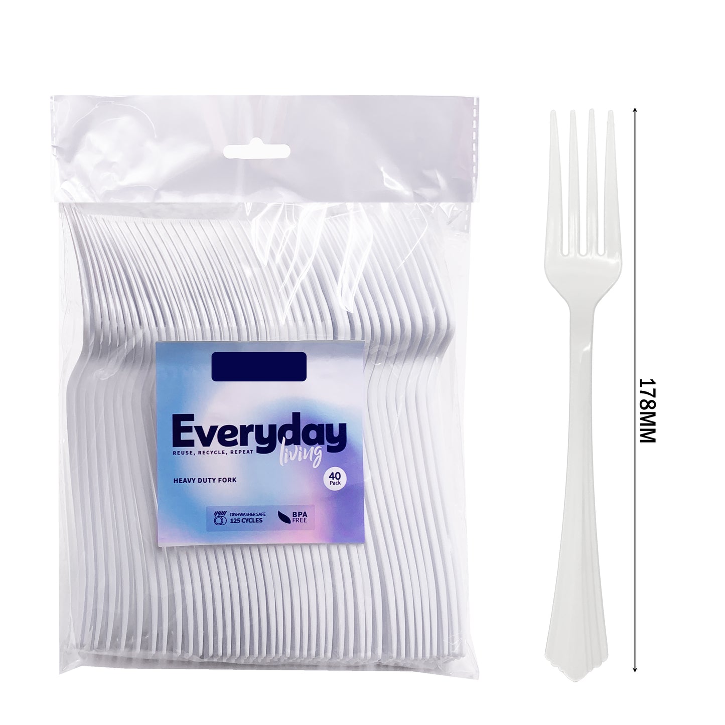 1000 X Reusable White Plastic Forks Clam-Edge