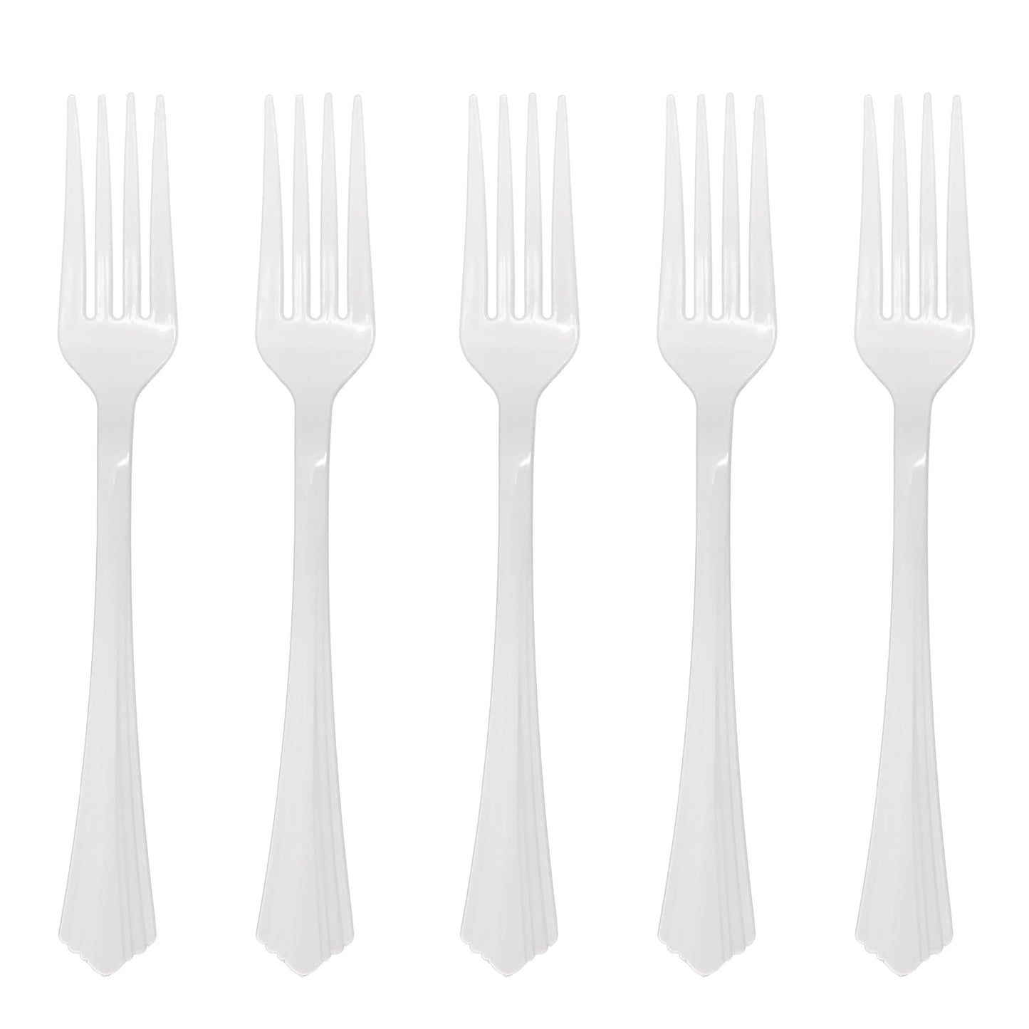 40 X Reusable White Plastic Forks Clam-Edge