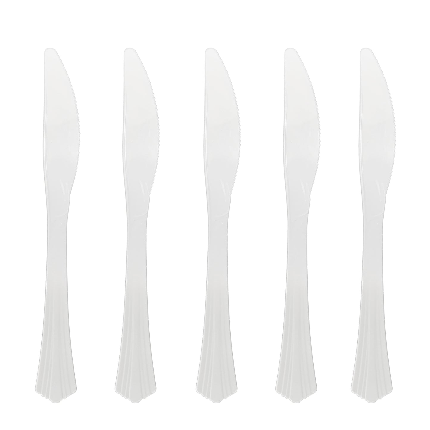 1000 X Reusable White Plastic Knives Clam-Edge