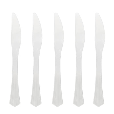 40 X Reusable White Plastic Knives Clam-Edge