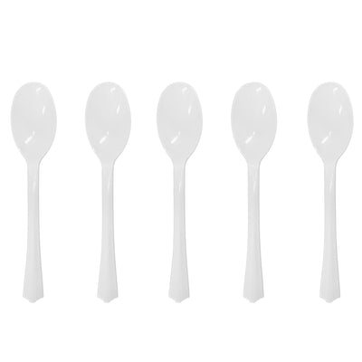 40 X Reusable White Plastic Teaspoons Clam-Edge