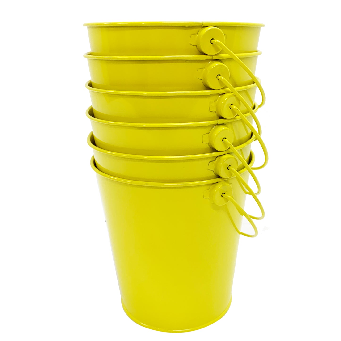 24pk Yellow Metal Easter Buckets with Handle -12cm-