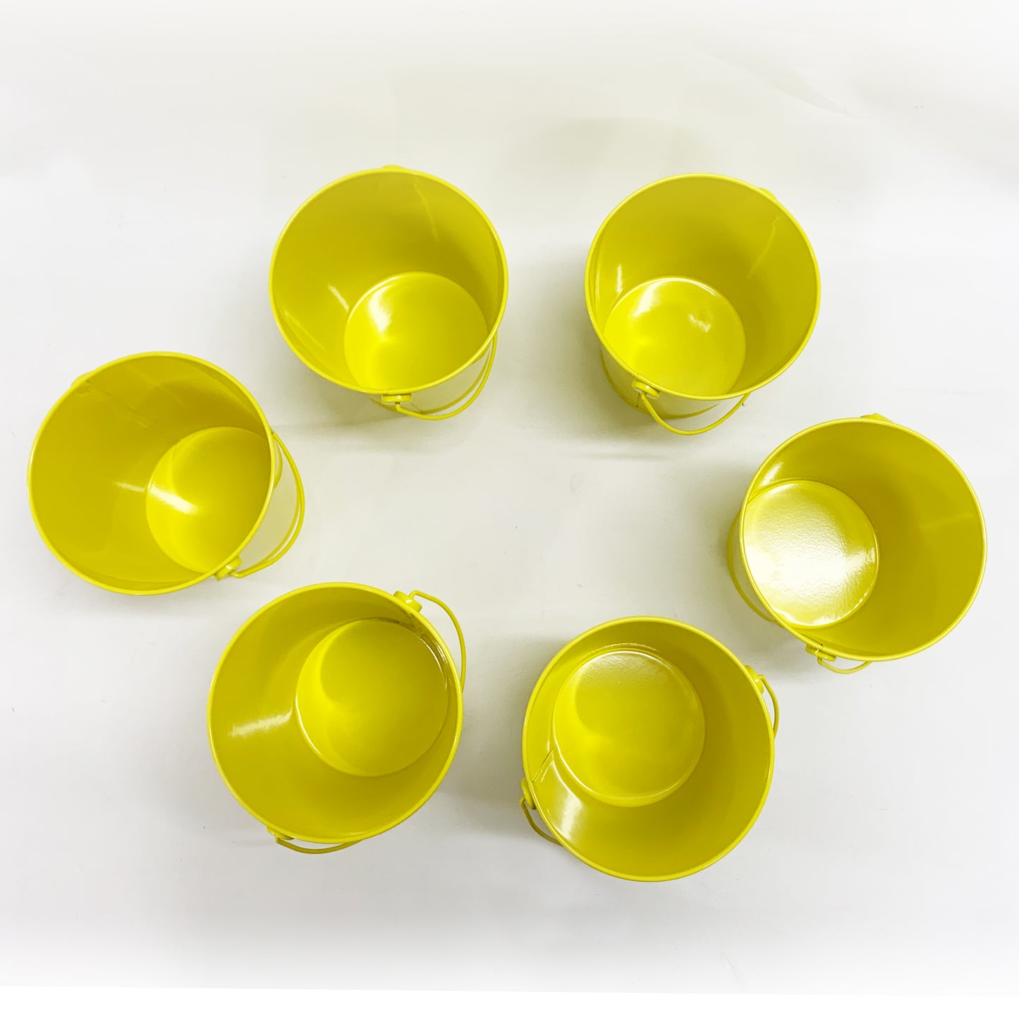 24pk Yellow Metal Easter Buckets with Handle -12cm-