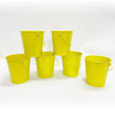 24pk Yellow Metal Easter Buckets with Handle -12cm-