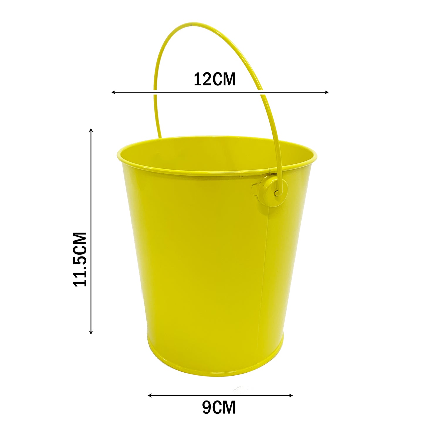 24pk Yellow Metal Easter Buckets with Handle -12cm-