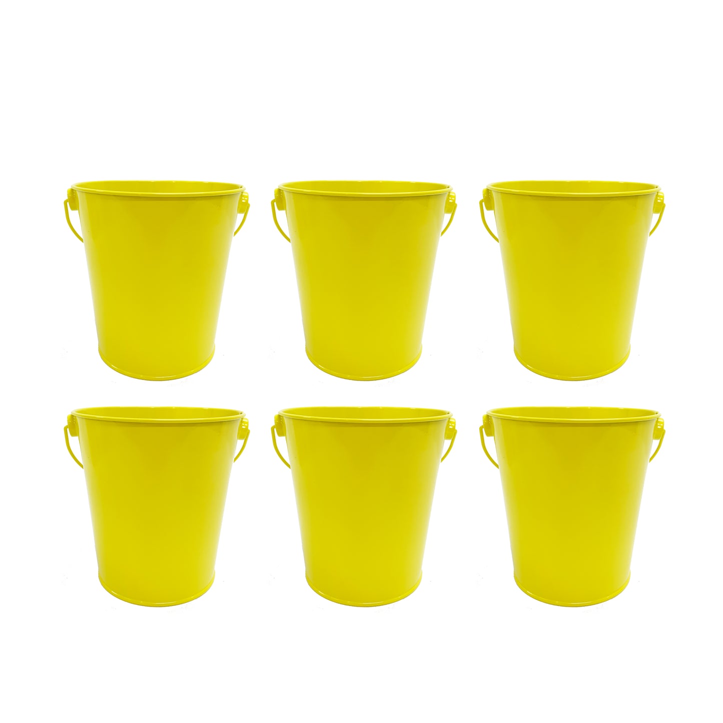 24pk Yellow Metal Easter Buckets with Handle -12cm-