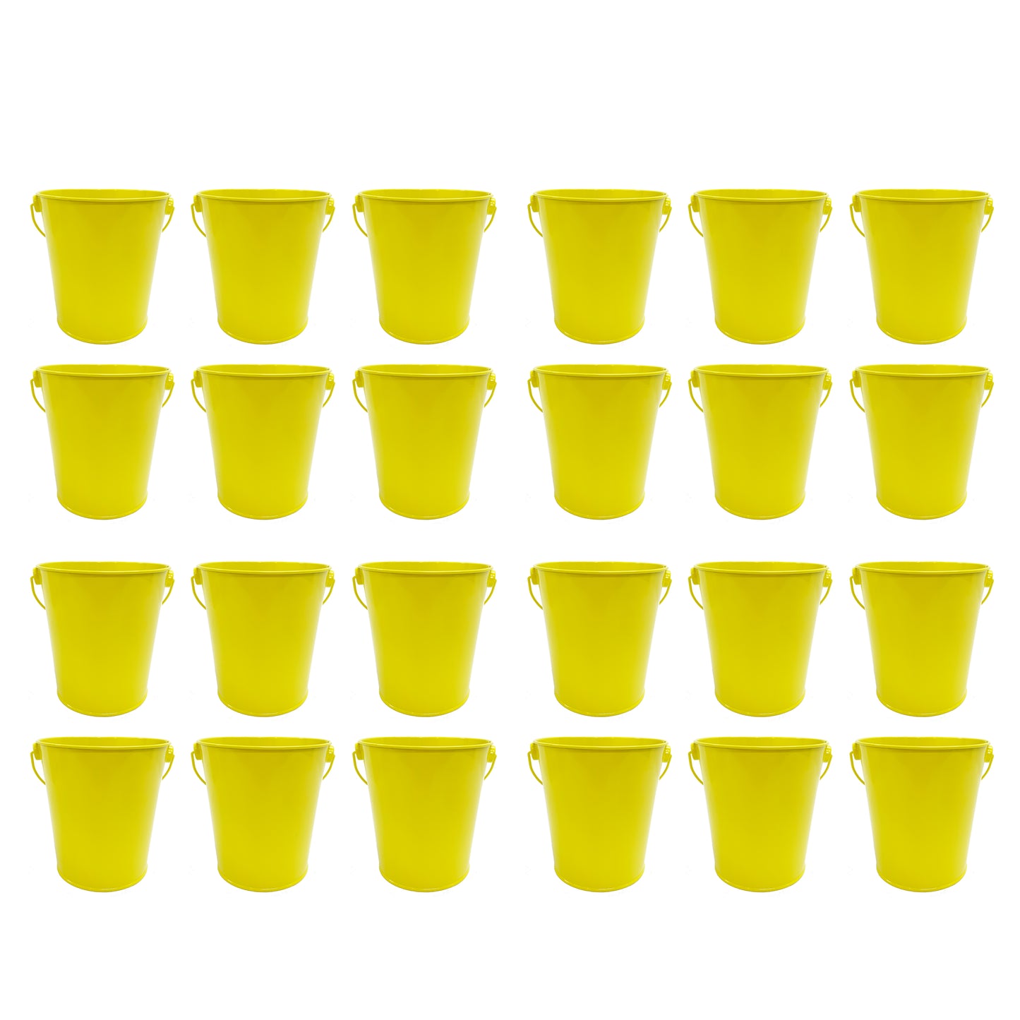 24pk Yellow Metal Easter Buckets with Handle -12cm-