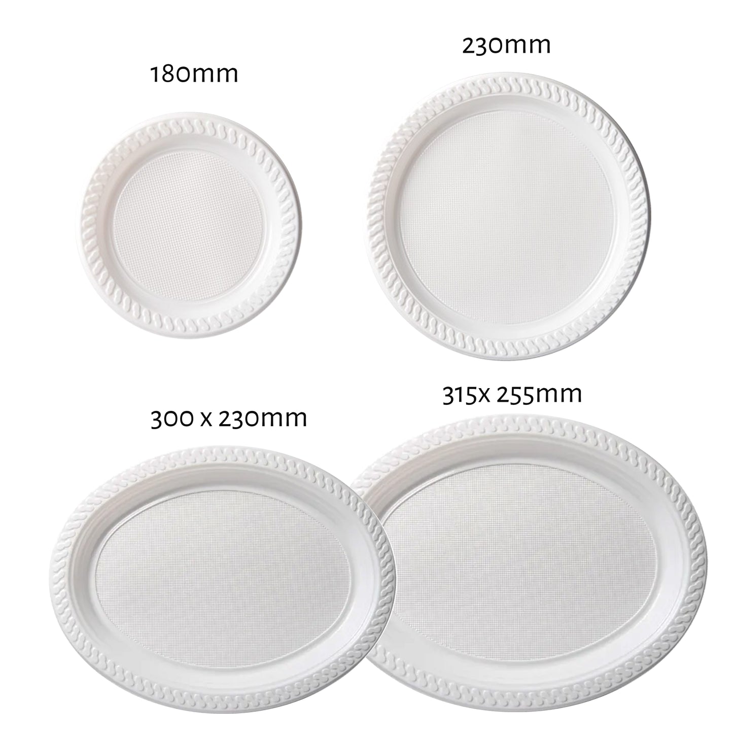 100pcs 180mm White Plastic Embossed Bowls