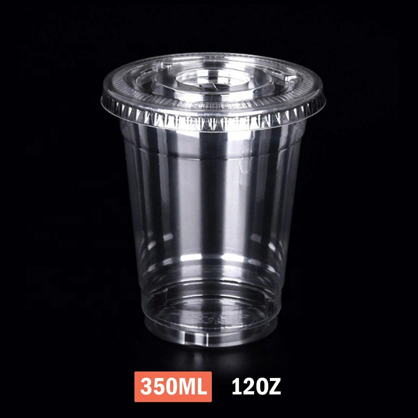 350ml Clear Plastic Cups with Flat Lids 12oz