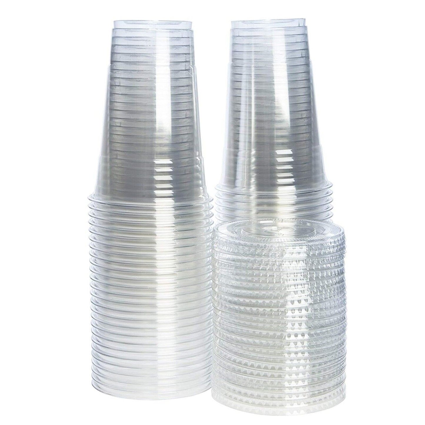 500ml Clear Plastic Cups with Flat Lids 17oz