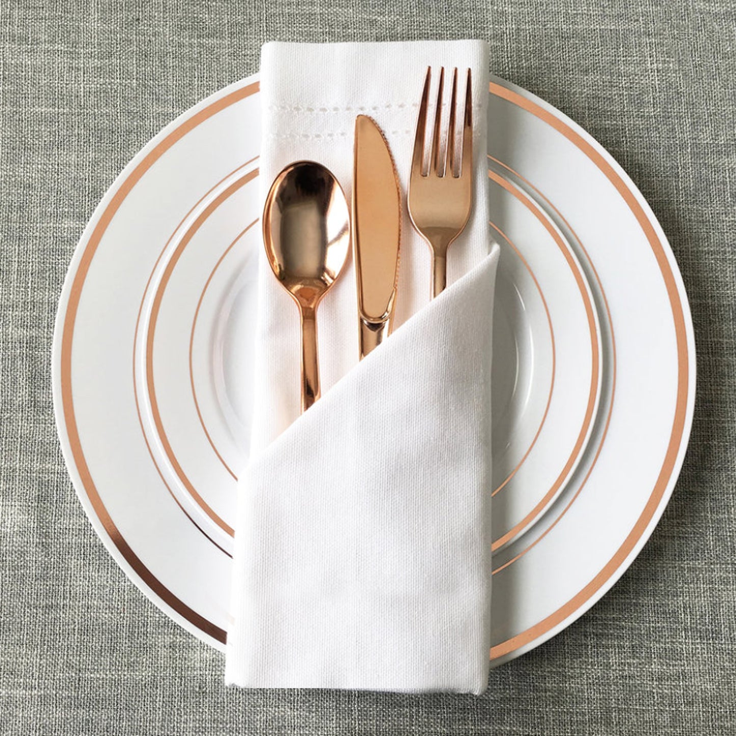 Reusable Metallic Rosegold Plastic Cutlery Set BULK