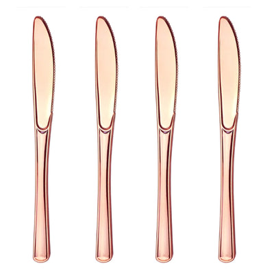 12 x Reusable Metallic Rosegold Plastic Knives