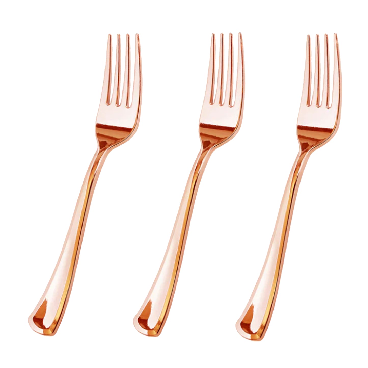 300 x Reusable Metallic Rosegold Plastic Forks