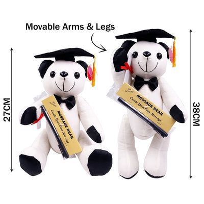 38cm Graduation Signature Stuffed Plush Bear Toy Blank Fabric Graduate Message Black Pen