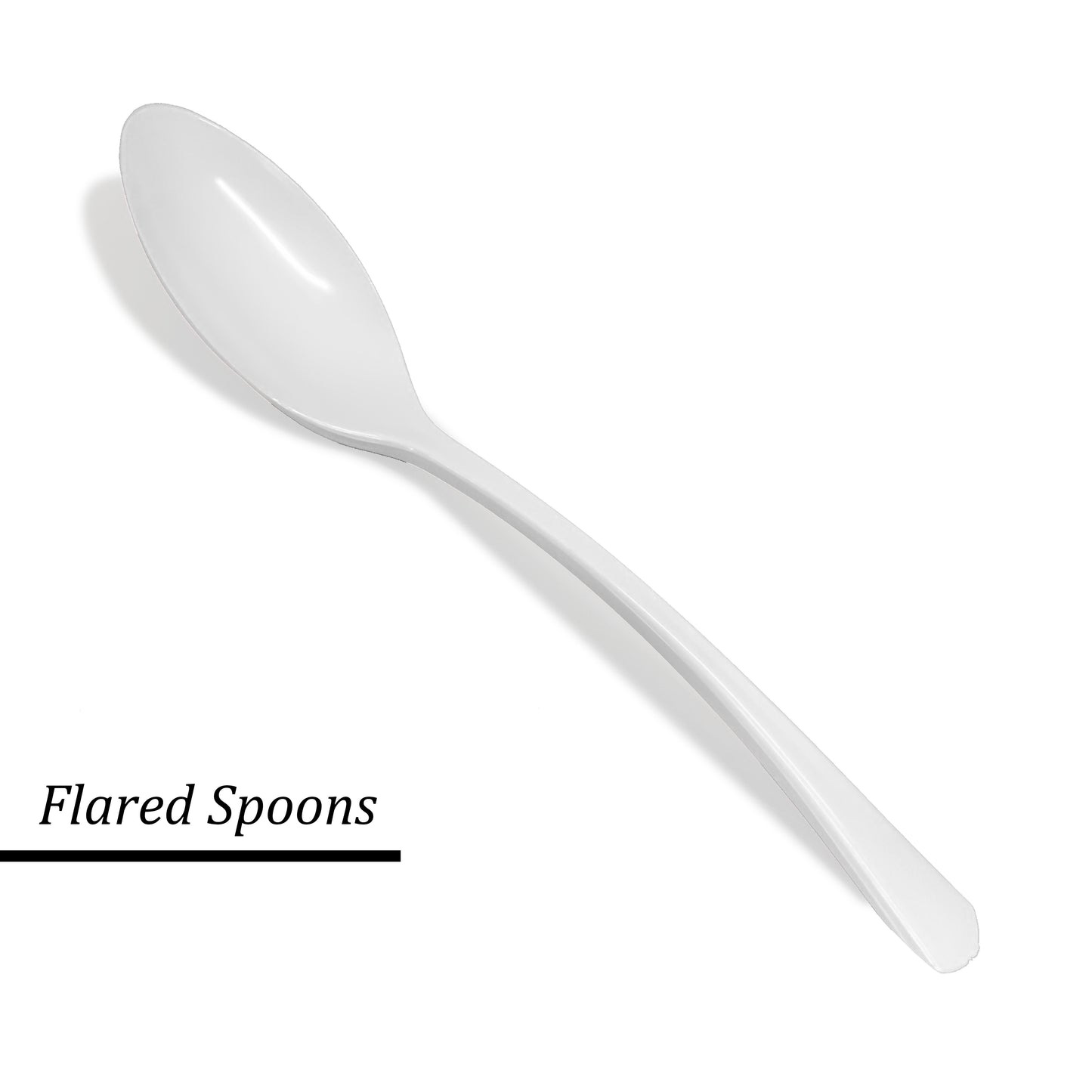 Reusable Flared White Plastic Spoons Forks Knives