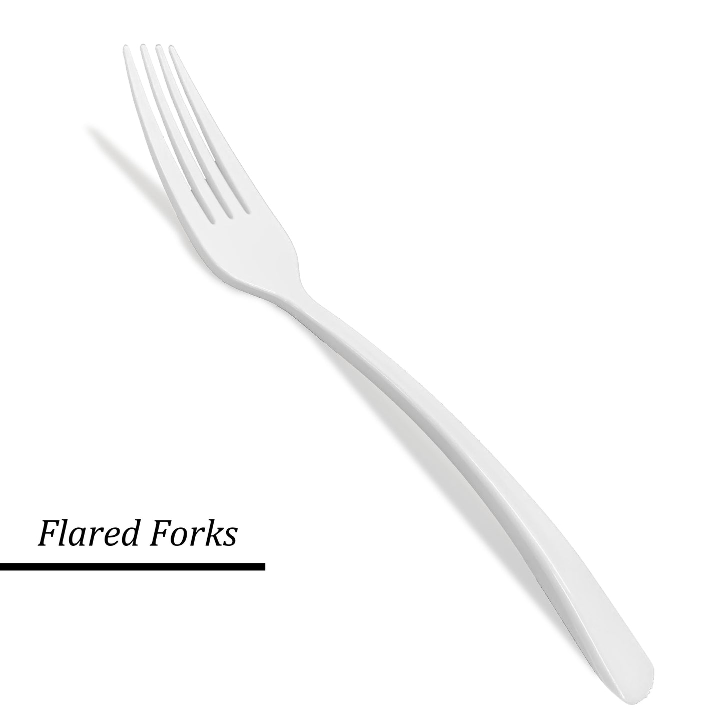 Reusable Flared White Plastic Cutlery Set