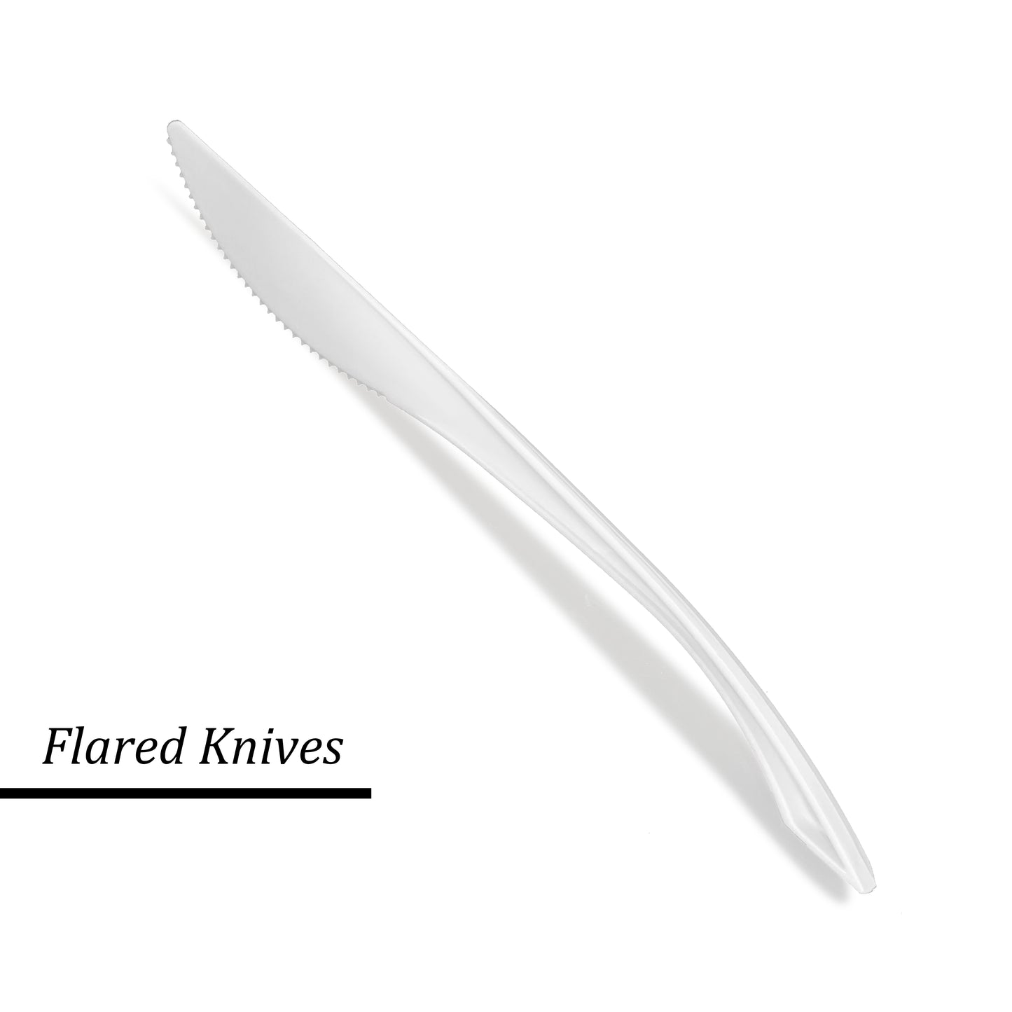 Reusable Flared White Plastic Spoons Forks Knives