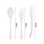 Reusable Flared White Plastic Spoons Forks Knives