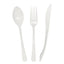 Reusable Flared White Plastic Spoons Forks Knives