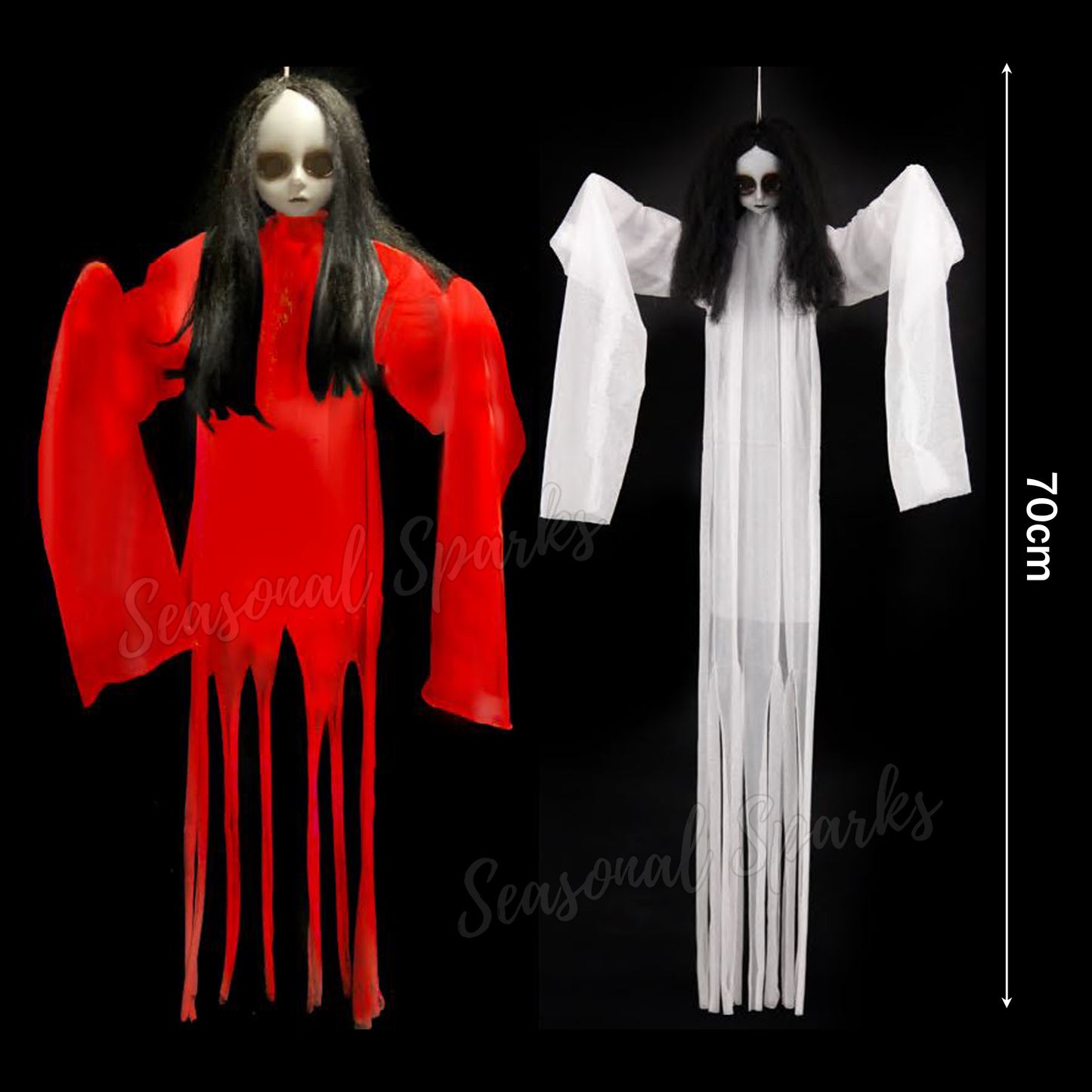 70cm Hanging Haunted Ghost Girls -2 PACK-