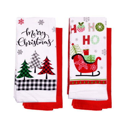 4pk Cotton Christmas Tea Towels