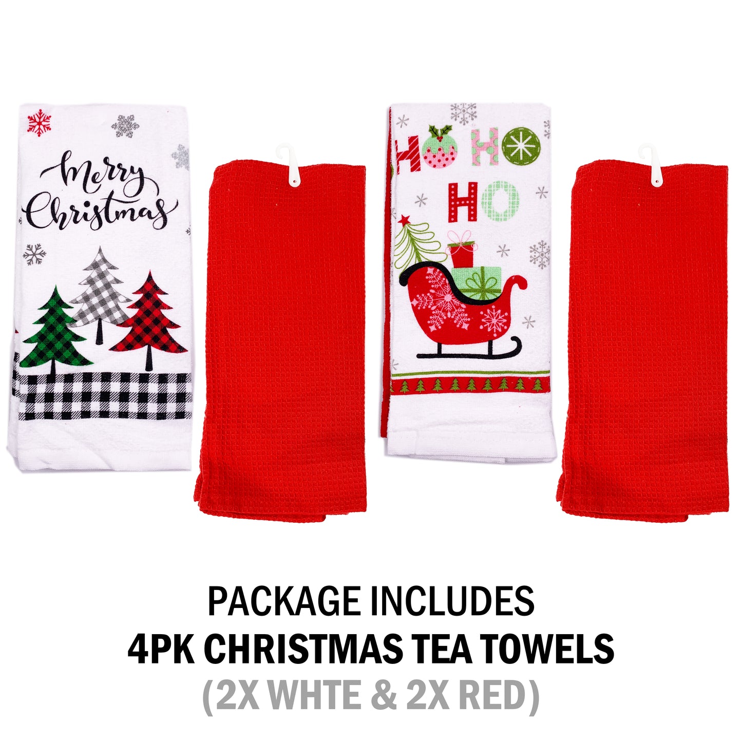 4pk Cotton Christmas Tea Towels