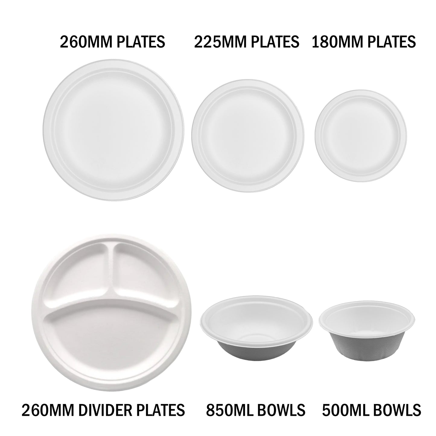 50pcs 260mm White Paper Plates