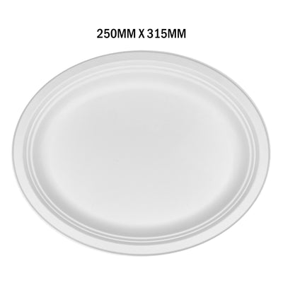 60pcs 250x315mm White Paper Oval Plates