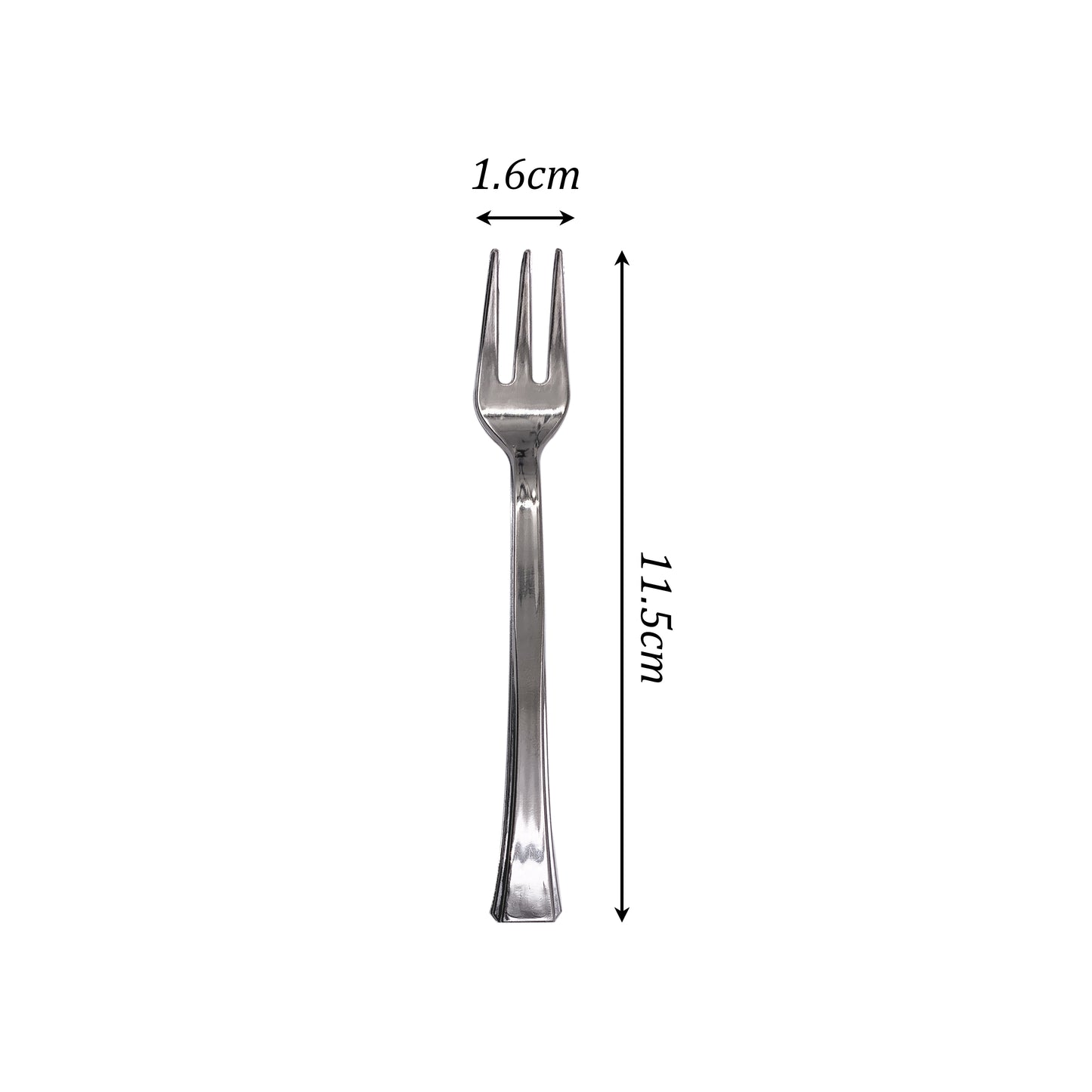 960 x Mini Plastic Dessert Forks Metallic Silver