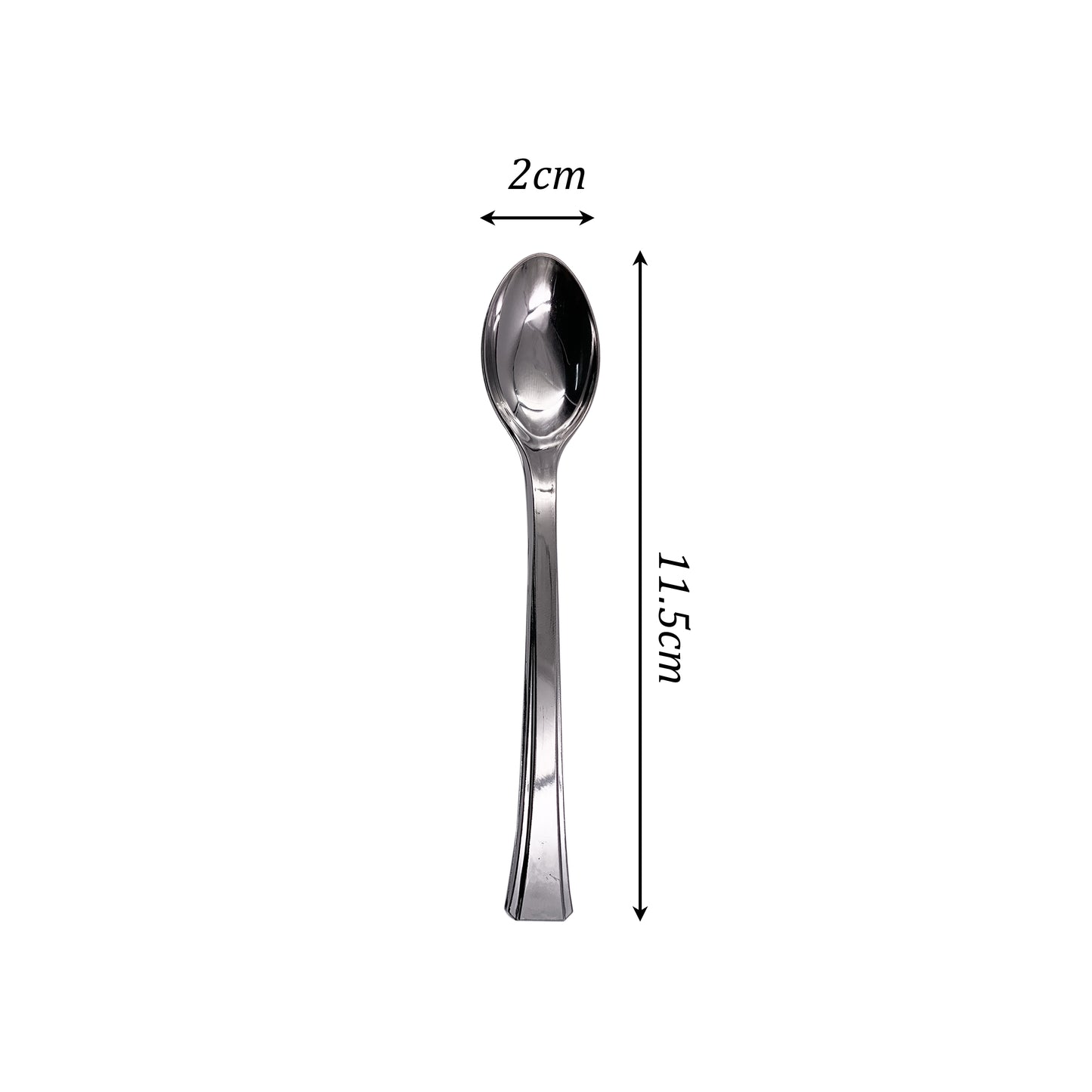 960 x Mini Plastic Dessert Spoons  Metallic Silver