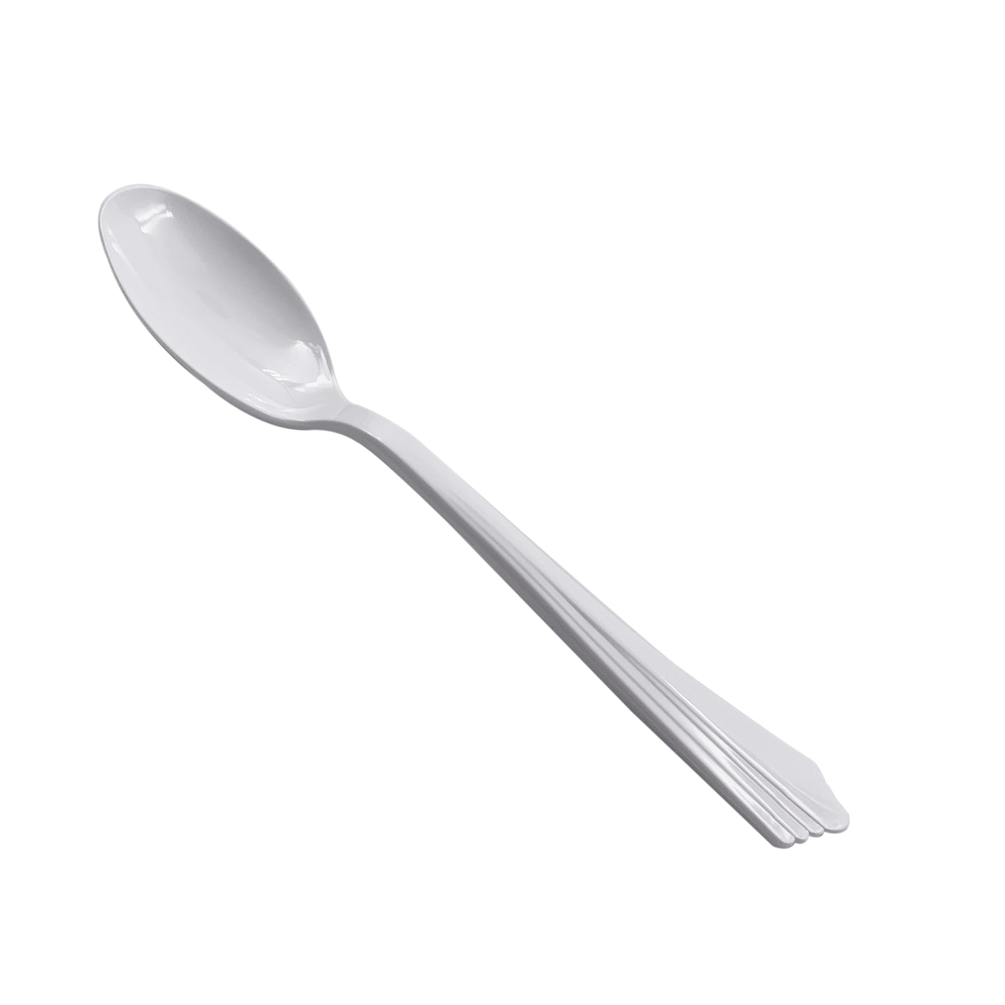 1000 X Reusable White Plastic Spoons Clam-Edge