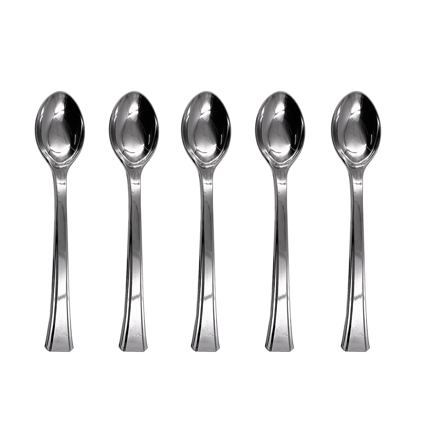 960 x Mini Plastic Dessert Spoons  Metallic Silver