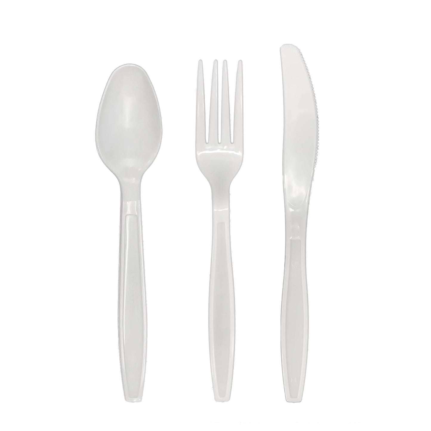 60 x Reusable White Plastic Cutlery Set