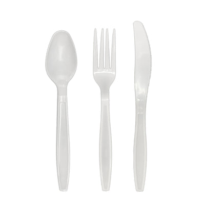 720 x Reusable White Plastic Cutlery Set