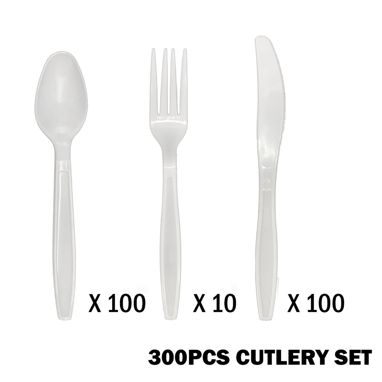 Reusable White Plastic Cutlery Value Pack