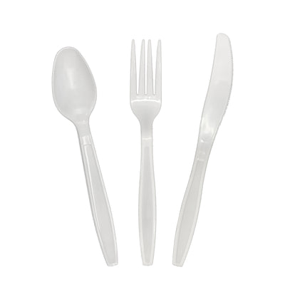 720 x Reusable White Plastic Cutlery Set