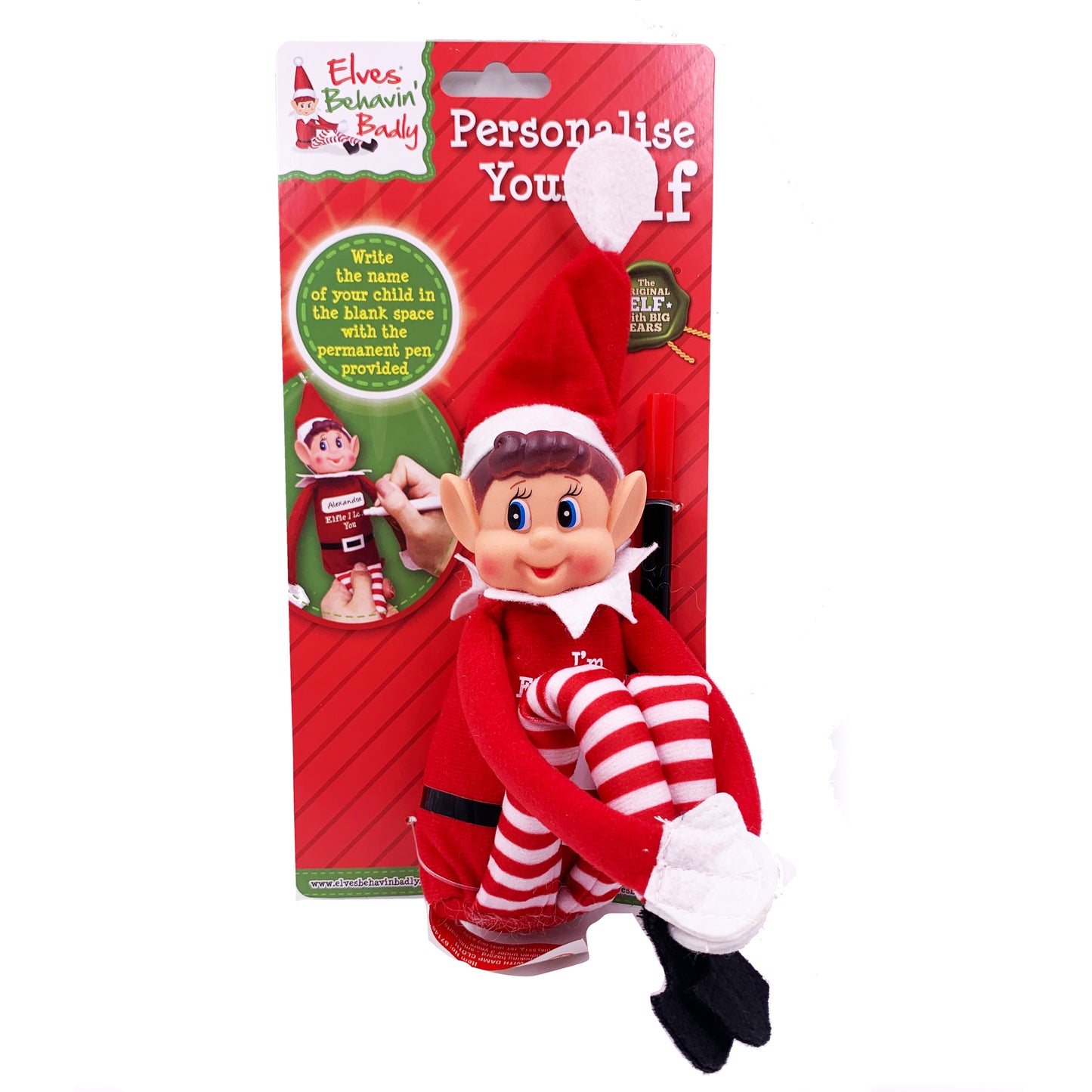 2pack Personalise Naughty Plush Red Elf Behavin' Badly Christmas Decoration