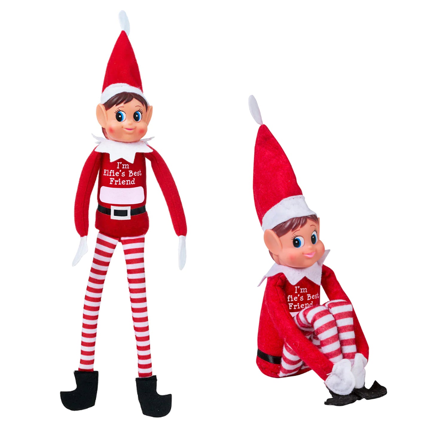 2pack Personalise Naughty Plush Red Elf Behavin' Badly Christmas Decoration