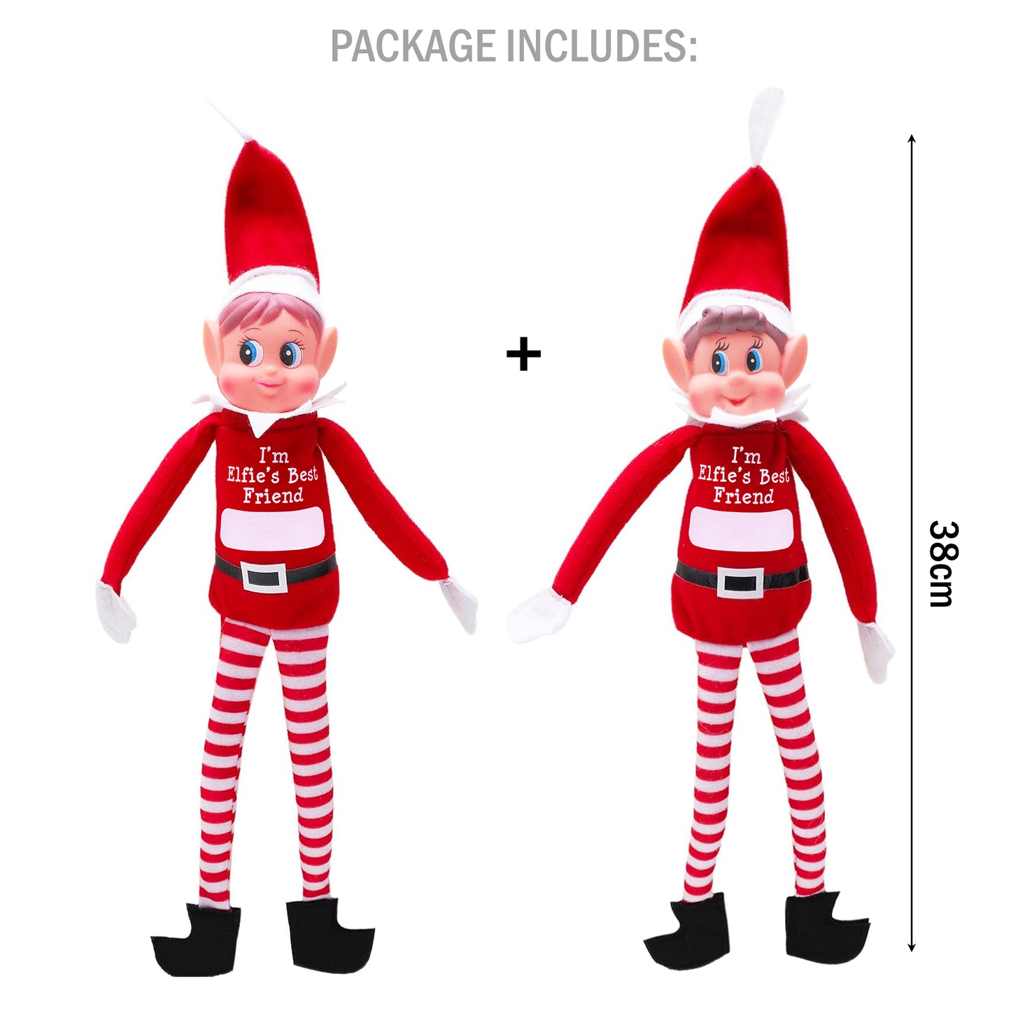 2pack Personalise Naughty Plush Red Elf Behavin' Badly Christmas Decoration