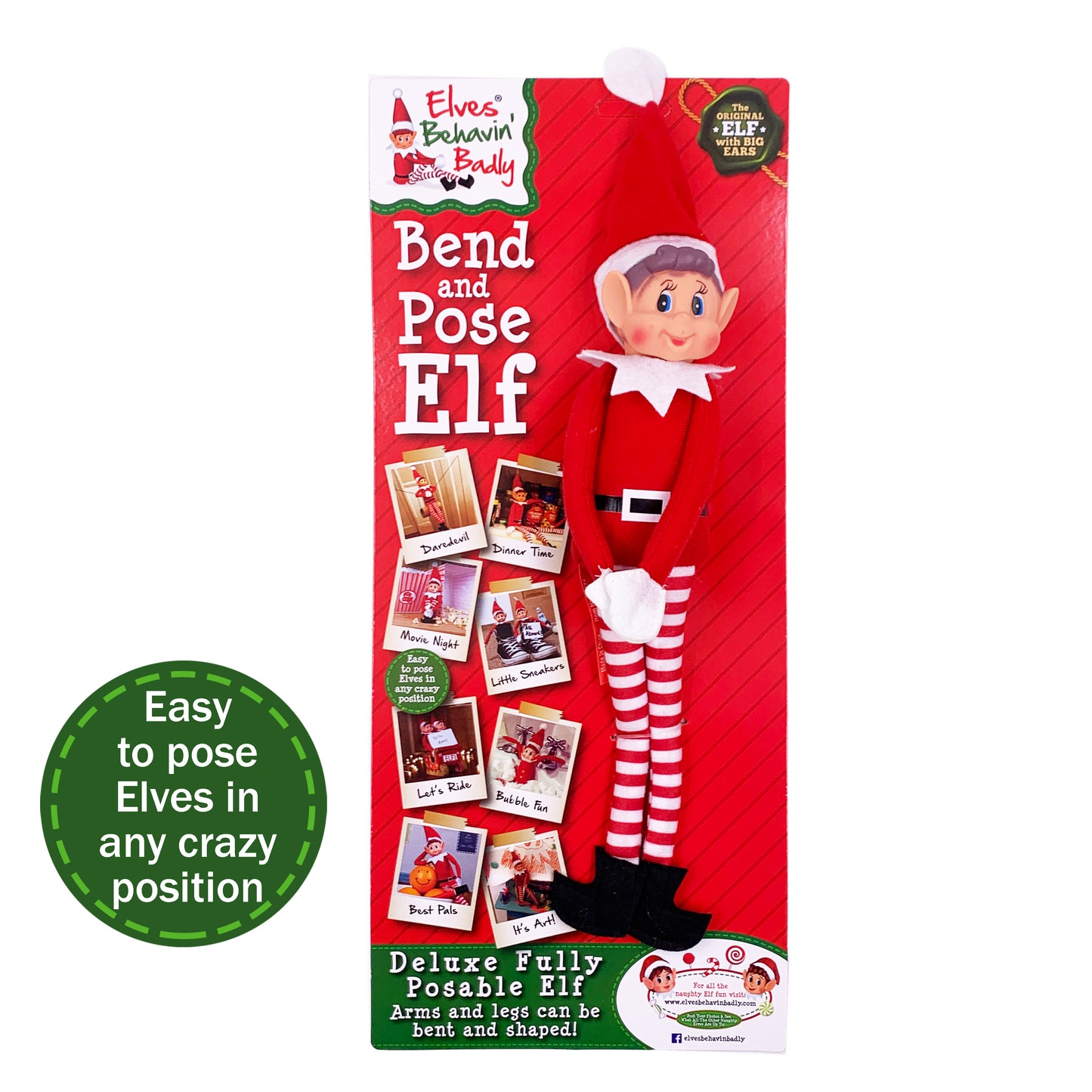 Bendable Naughty Plush Red Elf Behavin' Badly Christmas Decoration