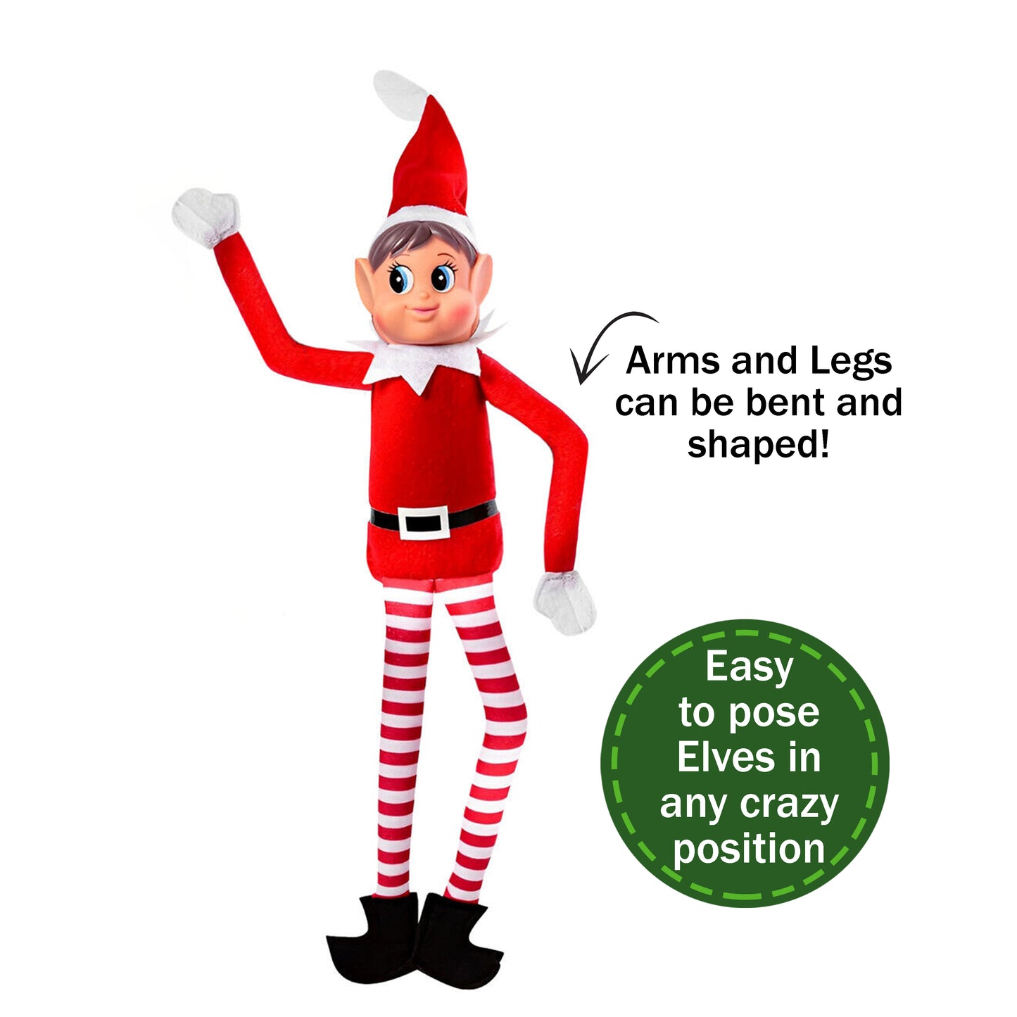 Bendable Naughty Plush Red Elf Behavin' Badly Christmas Decoration