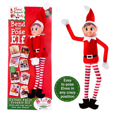 Bendable Naughty Plush Red Elf Behavin' Badly Christmas Decoration