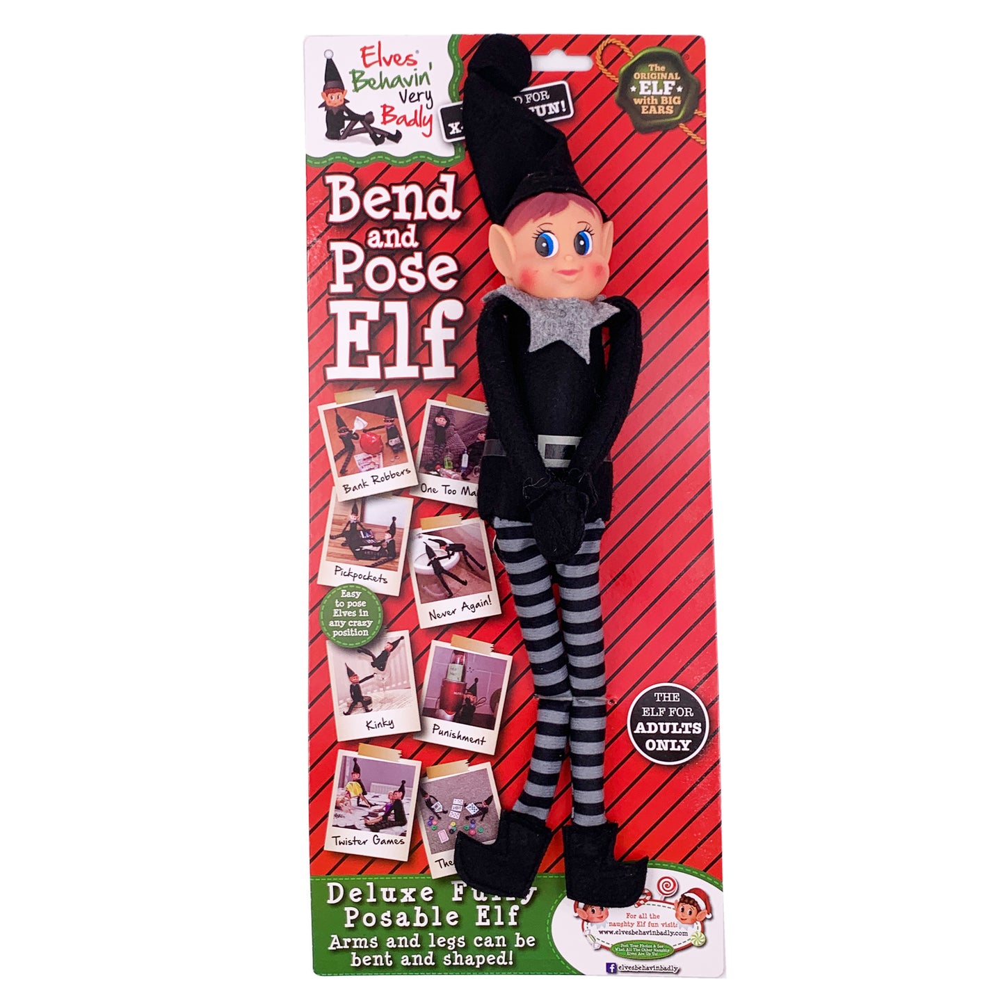 Bendable Naughty Plush Black Elf Behavin' Badly Christmas Decoration