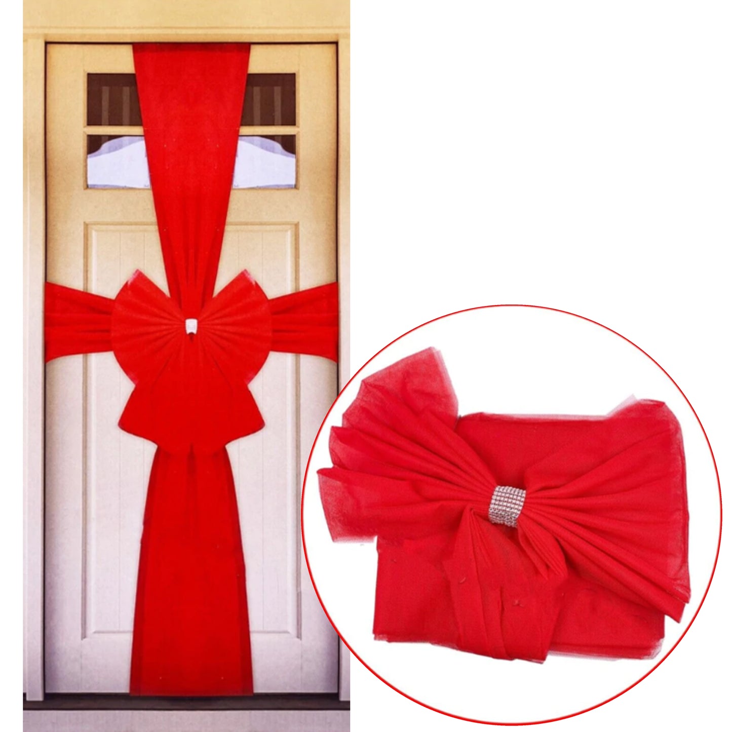 Christmas Door Bow with Sash in Red